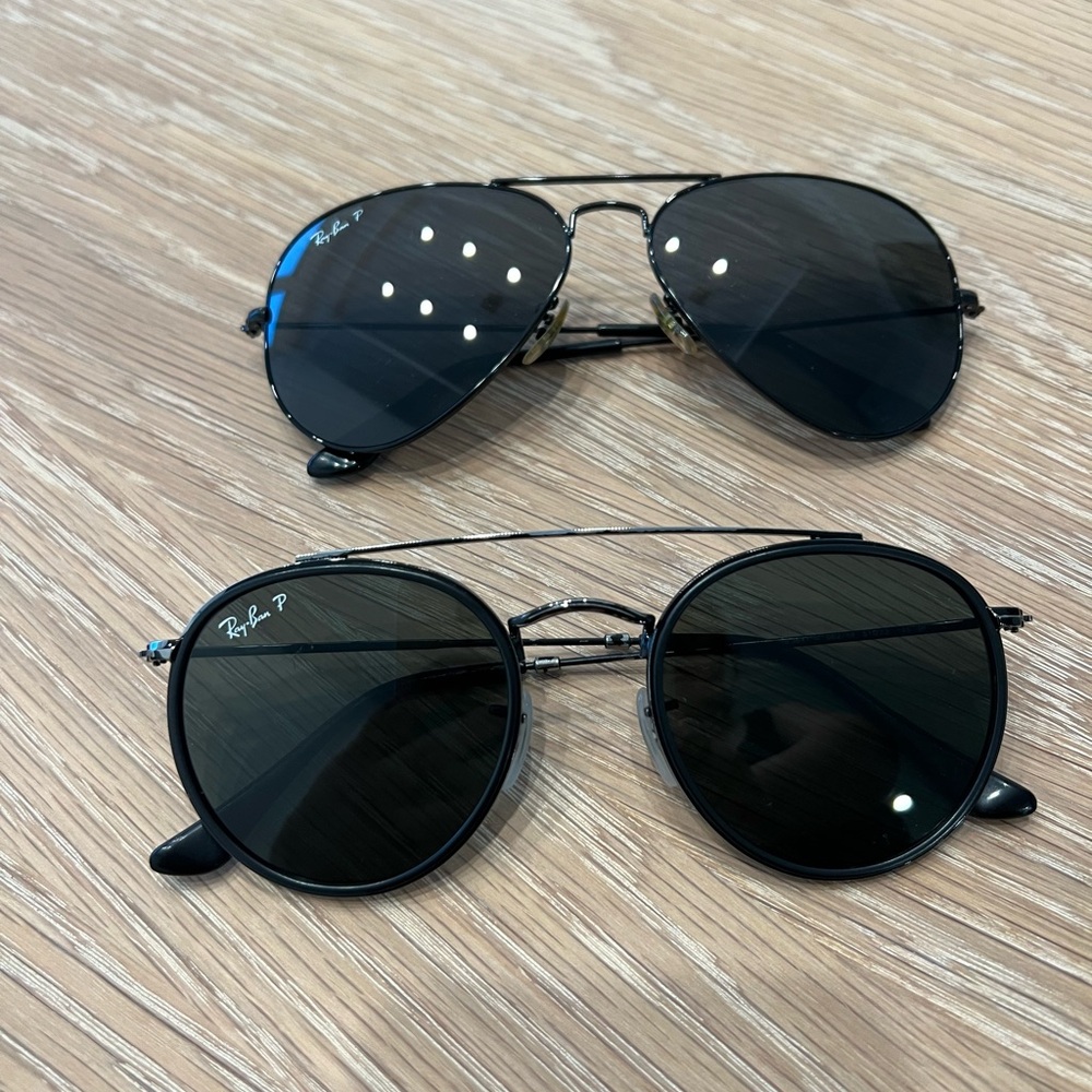 Two Ray-Ban Black Polarized Sunglasses